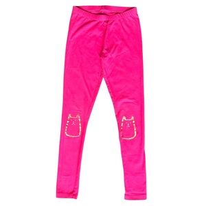Cat & Jack 10/12 Girls pink cute kitty cat knee graphic stretch leggings